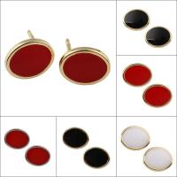 Brass Earring Drop Component, Flat Round, real gold plated, enamel nickel, lead & cadmium free 