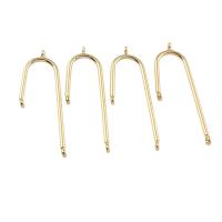 Brass Connector, real gold plated, 1/2 loop, nickel, lead & cadmium free Approx 4mm 