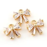 Cubic Zirconia Brass Pendants, Bowknot, real gold plated, with cubic zirconia, nickel, lead & cadmium free Approx 3mm 