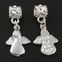 Zinc Alloy European Pendants, Angel, silver color plated, with letter pattern & without troll, lead & cadmium free Approx 4mm 