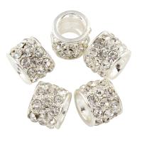 Rhinestone Zinc Alloy European Beads, silver color plated, without troll & with rhinestone & large hole, lead & cadmium free Approx 6mm 