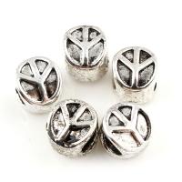Zinc Alloy European Beads, Peace Logo, platinum color plated, without troll & blacken, lead & cadmium free Approx 5mm 
