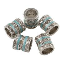 Rhinestone Zinc Alloy European Beads, platinum color plated, without troll & enamel & with rhinestone & large hole, lead & cadmium free Approx 9mm 