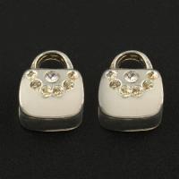 Zinc Alloy Bail Beads, Lock, silver color plated, enamel & with rhinestone, lead & cadmium free Approx 2-5mm 