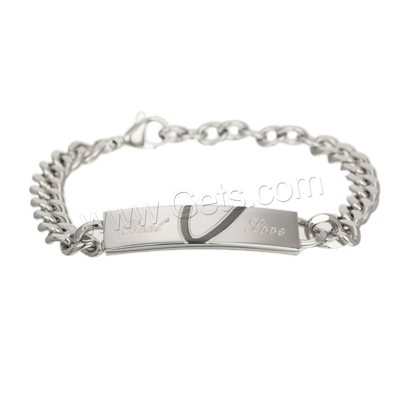 нержавеющая сталь браслеты для двоих, Мужская & Снаряженная цепь & разные стили для выбора & с письмо узором & эмаль, оригинальный цвет, продается Strand