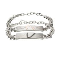 Stainless Steel Couple Bracelet, Unisex & curb chain & with letter pattern & enamel, original color 
