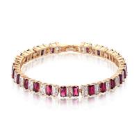 Zinc Alloy Rhinestone Bracelets, gold color plated, for woman & with rhinestone Approx 7 Inch 