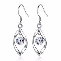 Cubic Zircon Brass Earring, iron earring hook, platinum plated, for woman & with cubic zirconia, nickel, lead & cadmium free 