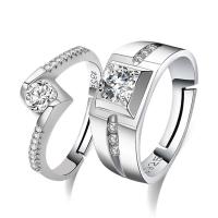 Латунное кольцо с стразами, Латунь, покрытый платиной, Мужская & со стразами, не содержит никель, свинец, размер:6-8, 2ПК/указан, продается указан