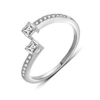 Cubic Zircon Brass Finger Ring, platinum plated, with cubic zirconia US Ring 