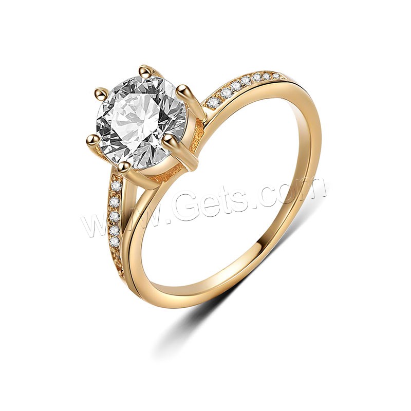 Cubic Zircon Brass Finger Ring, real gold plated, different size for choice & with cubic zirconia, 9mm,10mm, Sold By PC