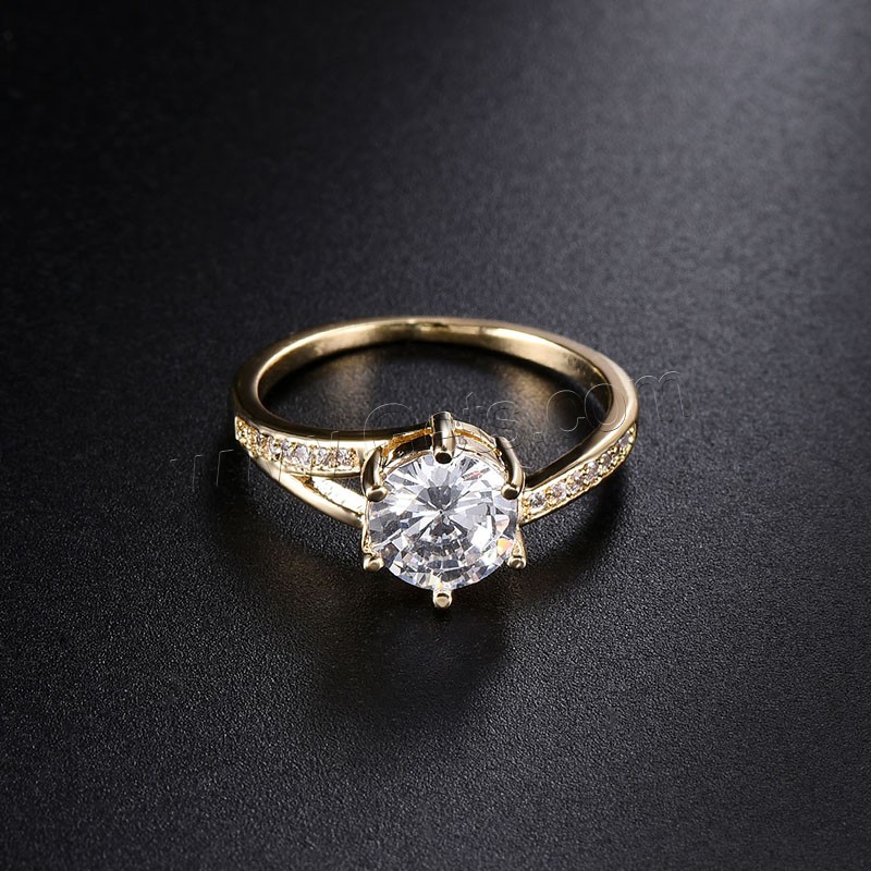 Cubic Zircon Brass Finger Ring, real gold plated, different size for choice & with cubic zirconia, 9mm,10mm, Sold By PC