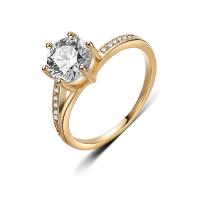 Cubic Zircon Brass Finger Ring, real gold plated & with cubic zirconia, 9mm,10mm 