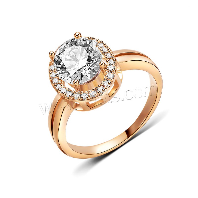 Cubic Zircon Brass Finger Ring, real gold plated, different size for choice & with cubic zirconia, 13mm, Sold By PC