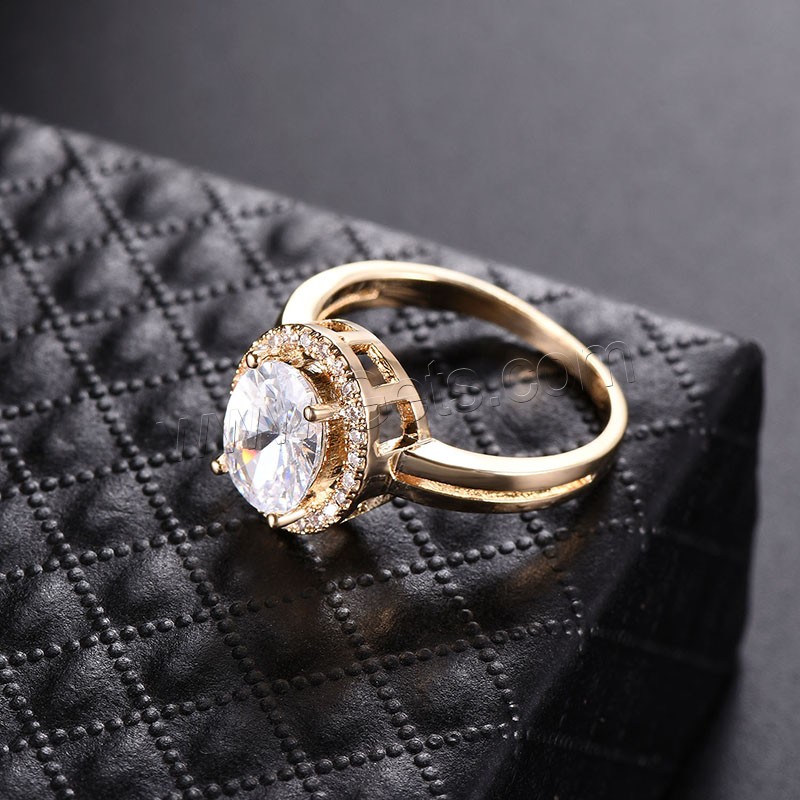 Circón cúbico anillo de dedo de latón, metal, chapado en oro real, diverso tamaño para la opción & con circonia cúbica, 13mm, Vendido por UD