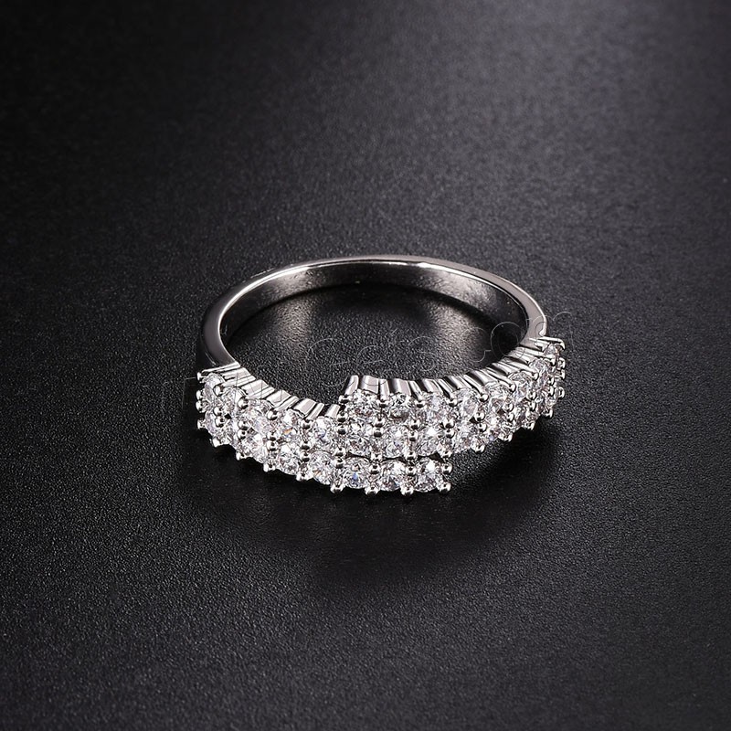 Befestigter Zirkonia Messingring Fingerring, Messing, platiniert, verschiedene Größen vorhanden & Micro pave Zirkonia, verkauft von PC