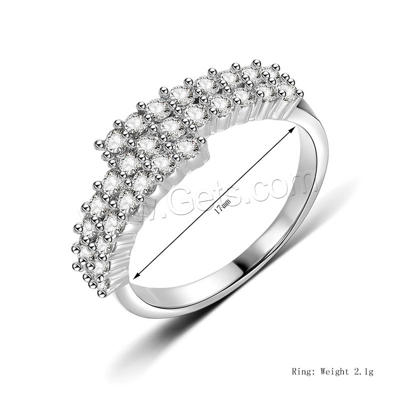 Befestigter Zirkonia Messingring Fingerring, Messing, platiniert, verschiedene Größen vorhanden & Micro pave Zirkonia, verkauft von PC