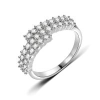 Cubic Zirconia Micro Pave Brass Finger Ring, platinum plated & micro pave cubic zirconia 
