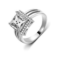 Кубическое цирконовое латунное кольцо, Латунь, покрытый платиной, разный размер для выбора & с кубическим цирконием, 11mm, продается PC