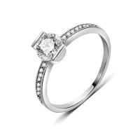 Cubic Zircon Brass Finger Ring, platinum plated & with cubic zirconia 
