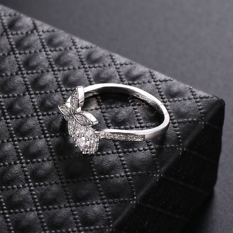 Cubic Zirconia Micro Pave Brass Finger Ring, platinum plated, different size for choice & micro pave cubic zirconia, 10mm, Sold By PC