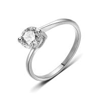 Cubic Zircon Brass Finger Ring, platinum plated & with cubic zirconia, 7mm 