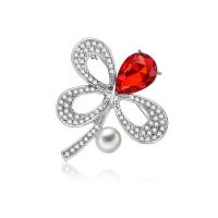 Zinc Alloy Brooch, with Freshwater Pearl, antique silver color plated, micro pave cubic zirconia 