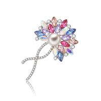 Zinc Alloy Brooch, with Freshwater Pearl, Flower, antique silver color plated, micro pave cubic zirconia 