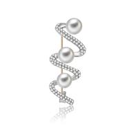 Zinc Alloy Brooch, with Plastic Pearl, silver color plated, micro pave cubic zirconia 