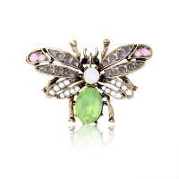 Zinc Alloy Jewelry Brooch, Bee, antique gold color plated, micro pave cubic zirconia 