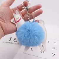 Zinc Alloy Key Chain, with Plush & PU Leather, Sheep, silver color plated, cute 80mm 