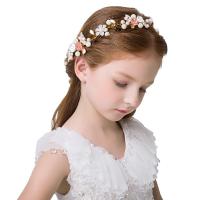 Children Hair Band, Zinc Alloy, with Plastic Pearl, Leaf, gold color plated, Girl 