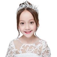 Children Hair Band, Zinc Alloy, with Crystal & Plastic Pearl, Crown, silver color plated, Girl 