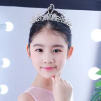 Children Hair Band, Zinc Alloy, Crown, silver color plated, Girl & with rhinestone 