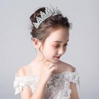 Children Hair Band, Zinc Alloy, Crown, silver color plated, Girl & with rhinestone 