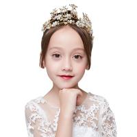 Children Hair Band, Zinc Alloy, with Crystal & Plastic Pearl, Crown, gold color plated, Girl 