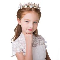 Children Hair Band, Zinc Alloy, with Trumpet Shell & Plastic Pearl, Flower Bud, gold color plated, Girl & adjustable 
