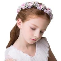 Children Hair Band, Zinc Alloy, with Cloth & Plastic Pearl, silver color plated, Girl & adjustable 160-180mm 