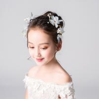 Alligator Hair Clip, Zinc Alloy, with Crystal & Plastic Pearl, Flower, gold color plated, for woman, 120mm 