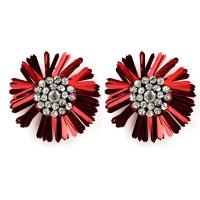 Zinc Alloy Stud Earring, with Sequins, plated, for woman & with rhinestone 60mm 