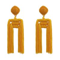 Zinc Alloy Tassel Earring, with Seedbead & Nylon Cord, plated, for woman 