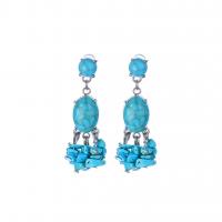 Turquoise Zinc Alloy Earring, with turquoise, silver color plated, Bohemian style & for woman, blue 