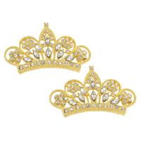 Zinc Alloy Cabochon, Crown, gold color plated, with rhinestone, lead & cadmium free 