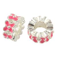 Enamel Zinc Alloy European Beads, silver color plated, without troll, lead & cadmium free Approx 5mm 