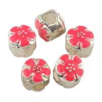 Enamel Zinc Alloy European Beads, Flower, platinum color plated, without troll, lead & cadmium free Approx 5mm 