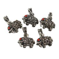 Zinc Alloy Animal Pendants, Elephant, antique silver color plated, with rhinestone, lead & cadmium free Approx 3mm 