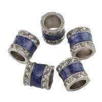 Rhinestone Zinc Alloy European Beads, Drum, platinum color plated, without troll & enamel & with rhinestone & large hole, lead & cadmium free Approx 9mm 