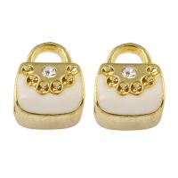 Zinc Alloy Bail Beads, Lock, gold color plated, enamel & with rhinestone, lead & cadmium free Approx 2-5mm 