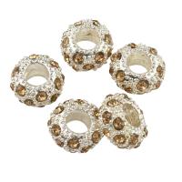 Rhinestone Zinc Alloy European Beads, silver color plated, without troll & with rhinestone, lead & cadmium free Approx 5mm 