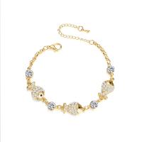 Cubic Zirconia Zinc Alloy Bracelet, with 55mm extender chain, Fish, gold color plated, micro pave cubic zirconia & for woman Approx 6.18 Inch 